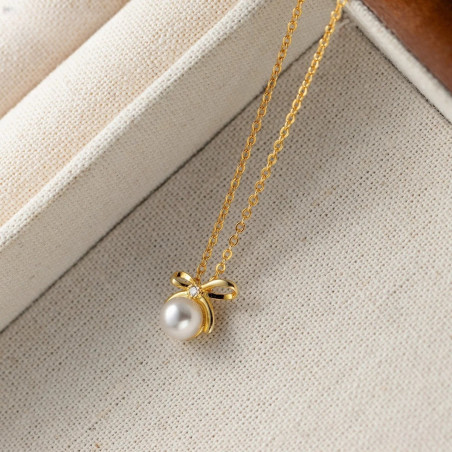Elegante Bienenkette mit Perle | Echter 925 Silberschmuck