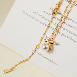 Elegante Bienenkette mit Perle | Echter 925 Silberschmuck