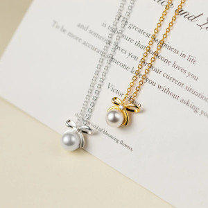 Elegante Bienenkette mit Perle | Echter 925 Silberschmuck