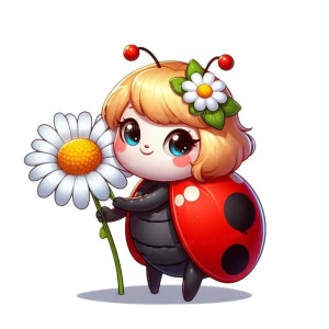 Marienkäfer Sticker "Blühender Frühling" | Süß & Farbenfroh