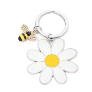 Schlüsselanhänger Biene & Gänseblümchen – Eleganz & Natur
