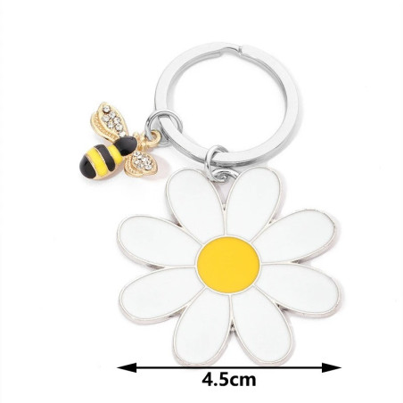 Schlüsselanhänger Biene & Gänseblümchen – Eleganz & Natur