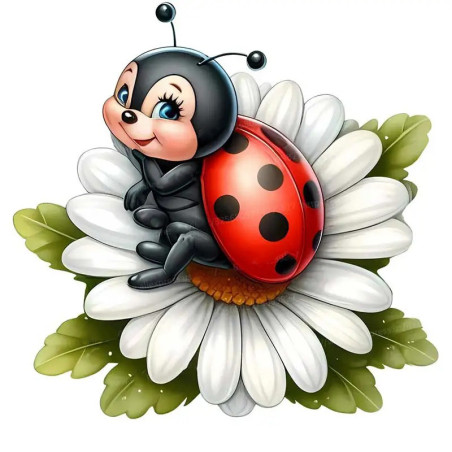 Süßer Marienkäfer Aufkleber "Blumenruhe" – Natur & Entspannung