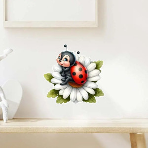 Süßer Marienkäfer Aufkleber "Blumenruhe" – Natur & Entspannung