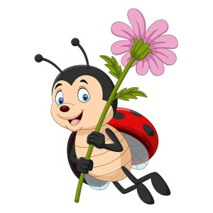 Marienkäfer Aufkleber "Glücksblume" - Poetische Wanddekoration