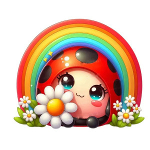 Zauberhafter Marienkäfer Regenbogen Aufkleber | Süß & Langlebig