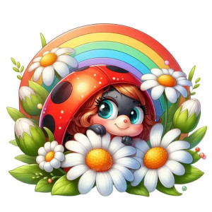 Marienkäfer Aufkleber Regenbogen | Süßer & Langlebiger Sticker