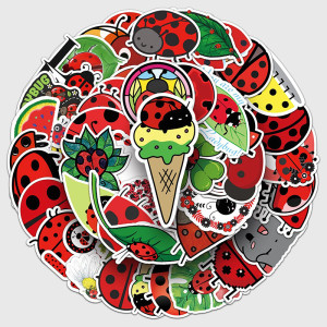 50er-Set Zauberhafte Marienkäfer Sticker – Bunt & Wasserfest