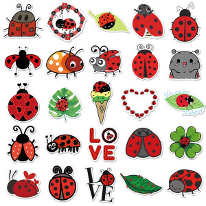 Marienkäfer Aufkleber Set – 50 bunte & einzigartige Sticker