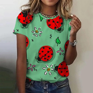 Marienkäfer T-Shirt Damen 'Blumen & Glück' | 100% Baumwolle