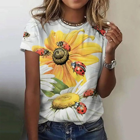 Marienkäfer T-Shirt Damen | 'Ländliches Erwachen' | 100% Baumwolle