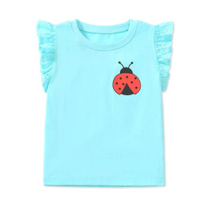 Mädchen T-Shirt "Sanftes Aqua" mit Marienkäfer | 100% Baumwolle