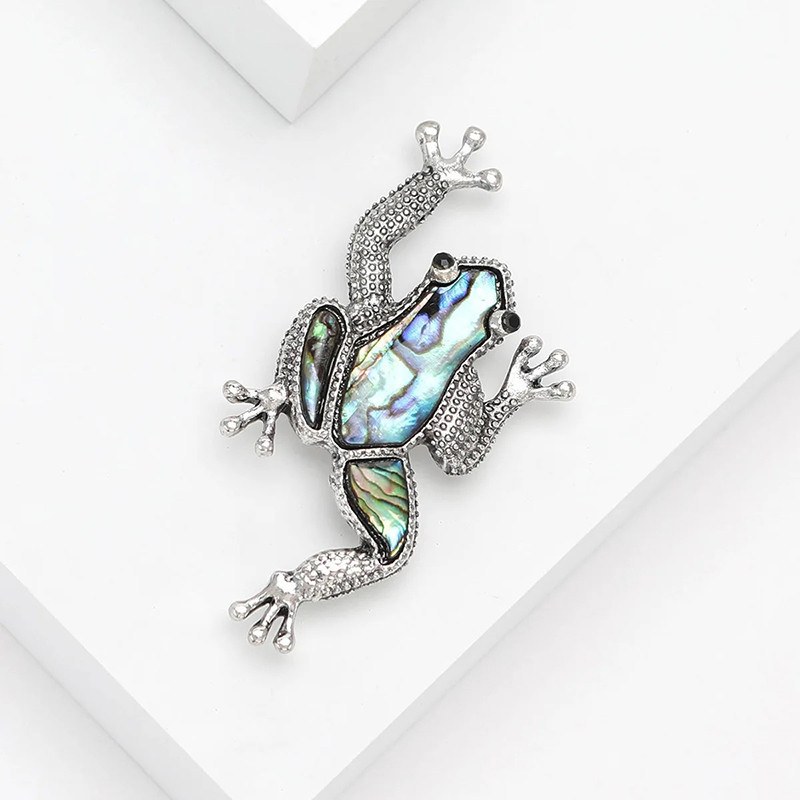 Frosch Brosche mit Abalone-Perlmutt | Symbolischer Schmuck