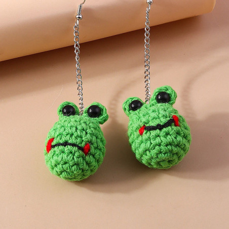 Frosch Ohrringe „Quak“ – Lustiger & süßer Häkelschmuck