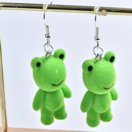 Spritzige Frosch-Ohrringe - Flauschiger & Einzigartiger Schmuck