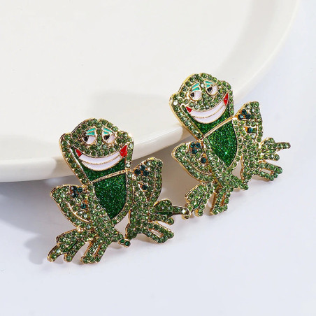 Süße Frosch Ohrringe mit Strass | Einzigartige Geschenkidee