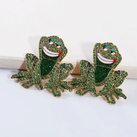 Süße Frosch Ohrringe mit Strass | Einzigartige Geschenkidee
