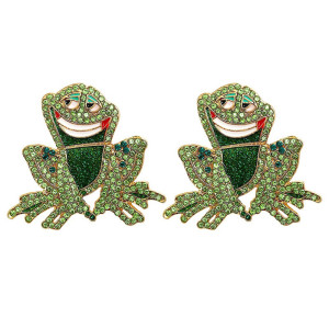 Süße Frosch Ohrringe mit Strass | Einzigartige Geschenkidee