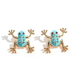 Türkise Frosch-Ohrringe mit Krone - Schicker & Lustiger Schmuck