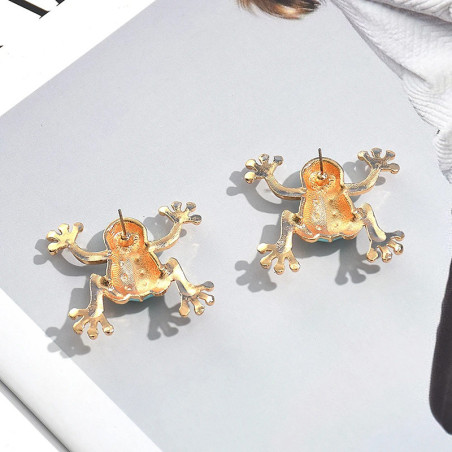 Türkise Frosch-Ohrringe mit Krone - Schicker & Lustiger Schmuck