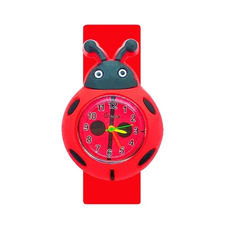 3D Marienkäfer-Uhr für Kinder - Snap-Armband & Quarzuhrwerk