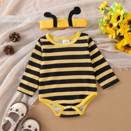 Bienen-Set für Baby-Mädchen | Strampler, Kleid & Stirnband