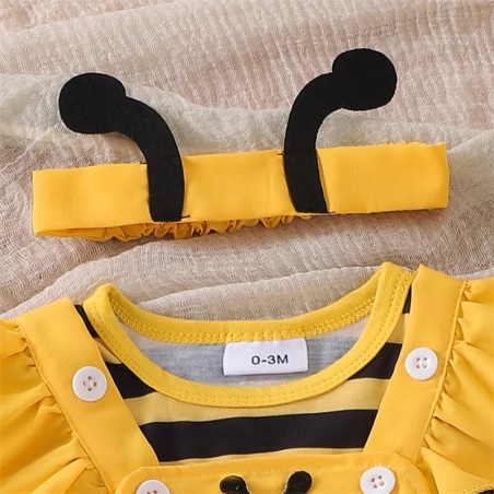 Bienen-Set für Baby-Mädchen | Strampler, Kleid & Stirnband
