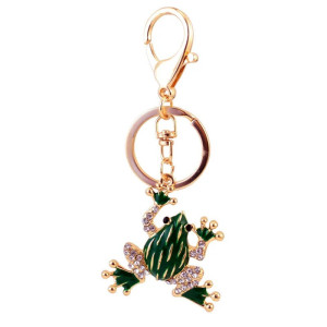 Süßer Frosch Schlüsselanhänger in Gold & Smaragd | Geschenkidee