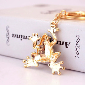 Süßer Frosch Schlüsselanhänger in Gold & Smaragd | Geschenkidee