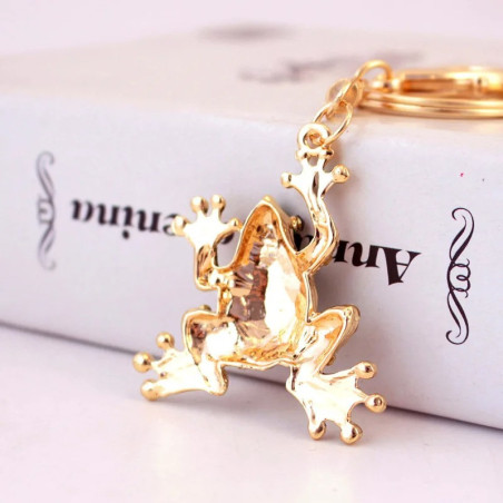 Süßer Frosch Schlüsselanhänger in Gold & Smaragd | Geschenkidee