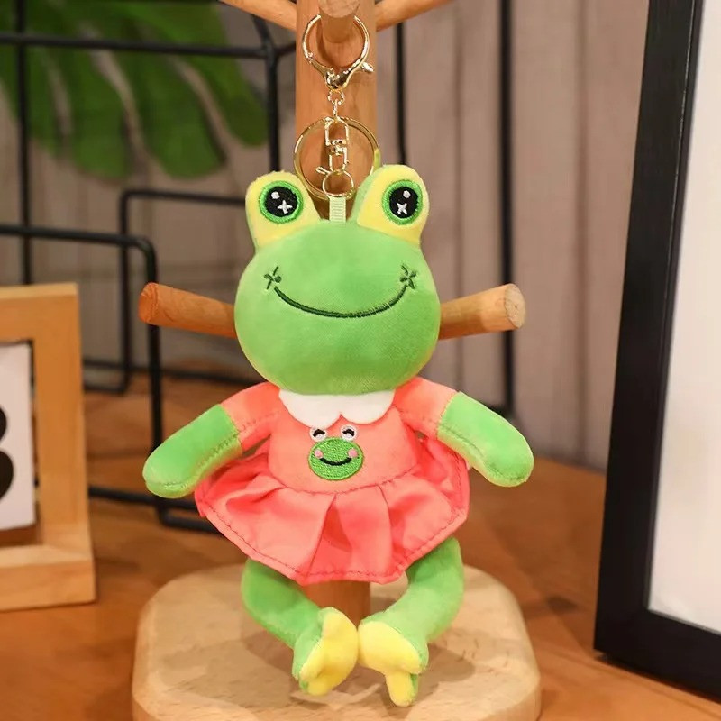 Süßer Frosch Schlüsselanhänger – Niedliches Plüschtier mit Kleid