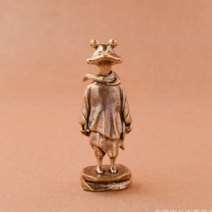 Zen Frosch Figur | Patinierte Kupfer Skulptur | Gartendeko