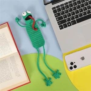 Gestricktes Frosch Lesezeichen | Lustiges Geschenk für Leser