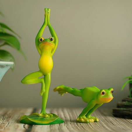 Lustige Yoga-Frosch Figuren | 4 Zen-Posen | Deko Geschenkidee