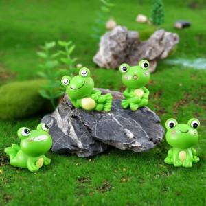 Kawaii Mini-Frösche aus Harz – 4er-Set Deko-Figuren