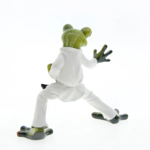 Karate Frosch Figur | Lustige Statue mit schwarzem Gürtel