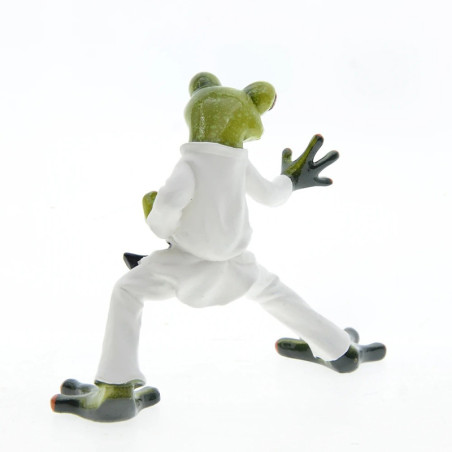 Karate Frosch Figur | Lustige Statue mit schwarzem Gürtel