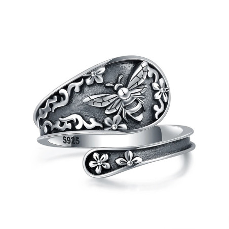 Bienenring 925 Silber | Blumenserenade Natur & Eleganz