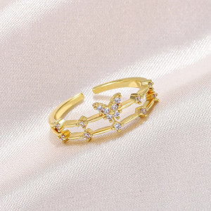 Funkelnder Schmetterling Ring in Silber & Gold | 1001bees