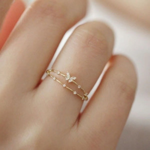 Funkelnder Schmetterling Ring in Silber & Gold | 1001bees