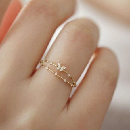 Funkelnder Schmetterling Ring in Silber & Gold | 1001bees
