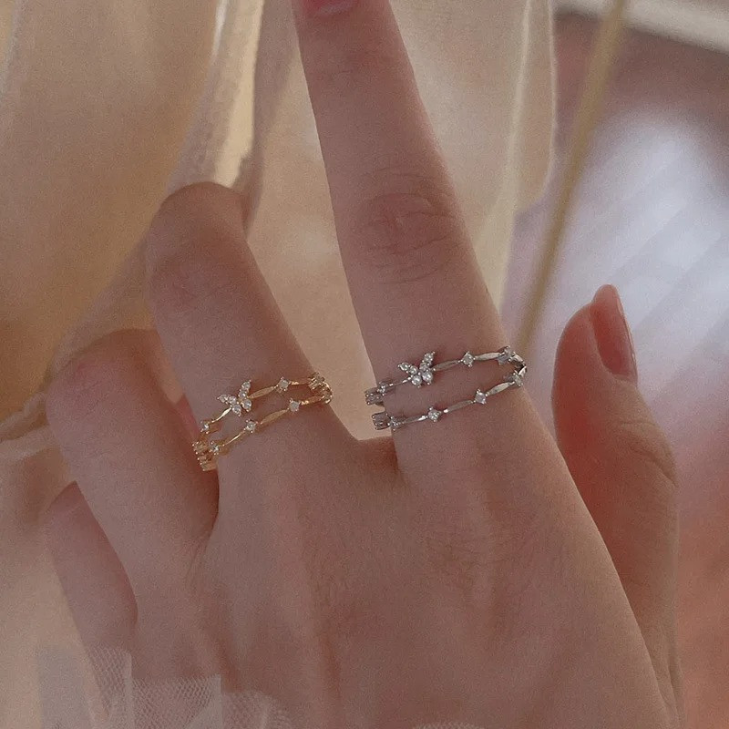 Funkelnder Schmetterling Ring in Silber & Gold | 1001bees