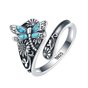 Libellenring Verzauberte Lagune – 925 Silber & Türkis | 1001bees