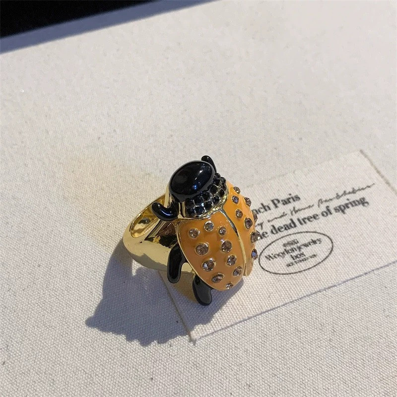 Marienkäfer Ring Gold | Verstellbarer Damen Schmuck | 1001Bees