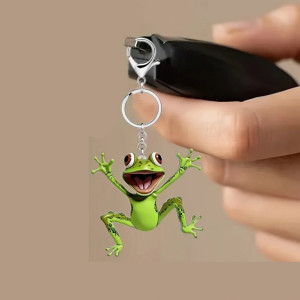 Lustiger Frosch Schlüsselanhänger aus Acryl | Süßes Design