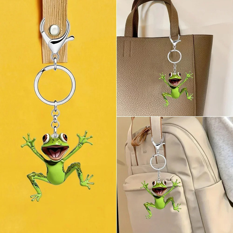 Lustiger Frosch Schlüsselanhänger aus Acryl | Süßes Design