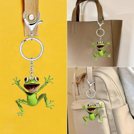 Lustiger Frosch Schlüsselanhänger aus Acryl | Süßes Design