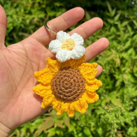Schlüsselanhänger Blume & Sonnenblume Handgefertigt – Häkel-Duo