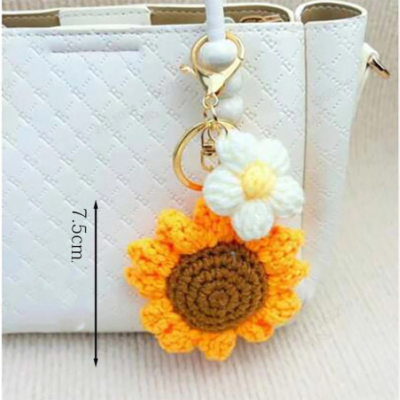 Schlüsselanhänger Blume & Sonnenblume Handgefertigt – Häkel-Duo