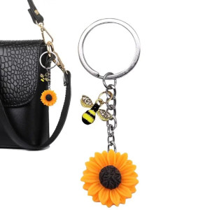 Schlüsselanhänger Biene & Sonnenblume – Funkelnd & Natürlich